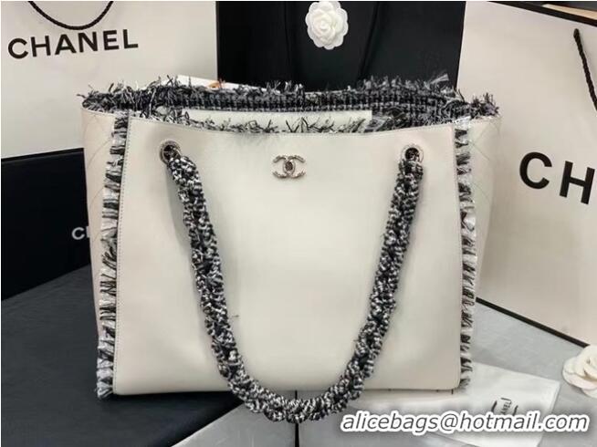 Market Sells Chanel Original Leather Shopping Bag AS8485 White