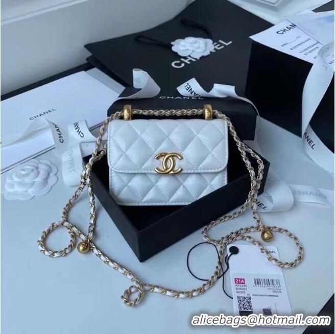 Most Popular CHANEL mini wallet on chain AP2290 white