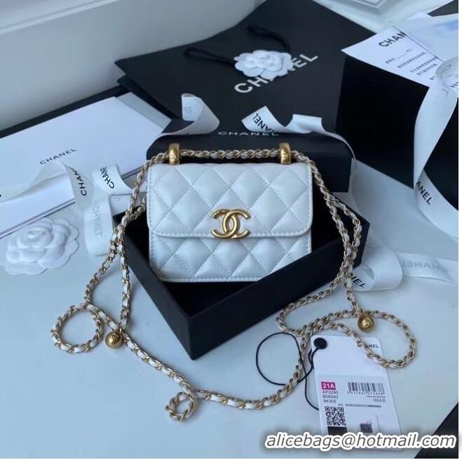 Most Popular CHANEL mini wallet on chain AP2290 white