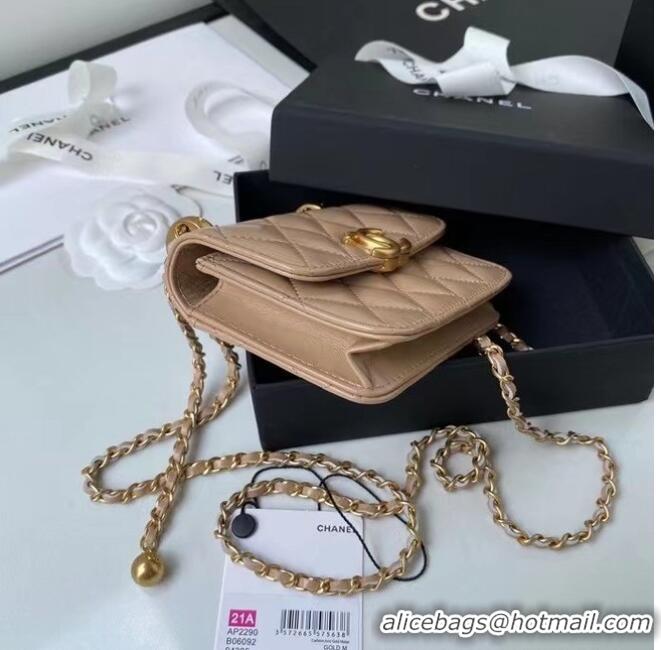 Buy Classic CHANEL mini wallet on chain AP2290 brown