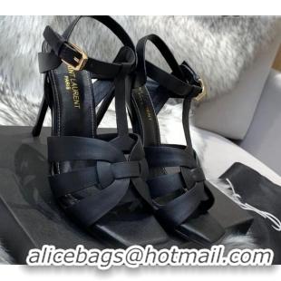 Top Quality Saint Laurent Calfskin High-Heel Sandals 10cm 042977 Black