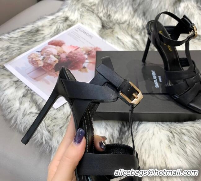 Top Quality Saint Laurent Calfskin High-Heel Sandals 10cm 042977 Black