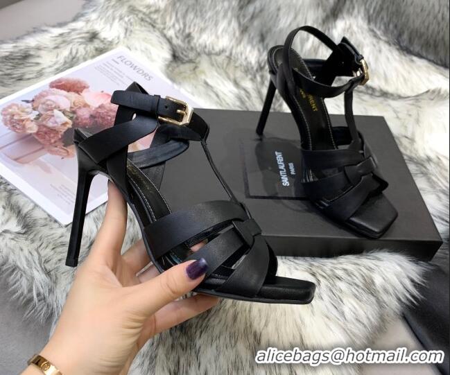 Top Quality Saint Laurent Calfskin High-Heel Sandals 10cm 042977 Black