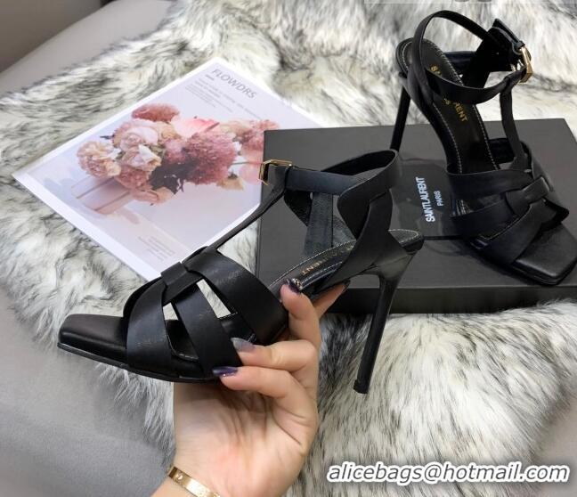 Top Quality Saint Laurent Calfskin High-Heel Sandals 10cm 042977 Black