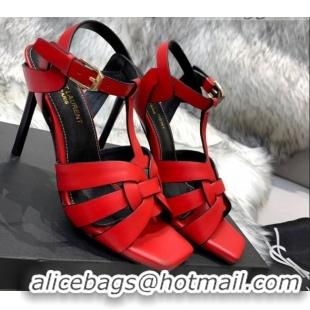 Best Quality Saint Laurent Calfskin High-Heel Sandals 10cm 042977 Red