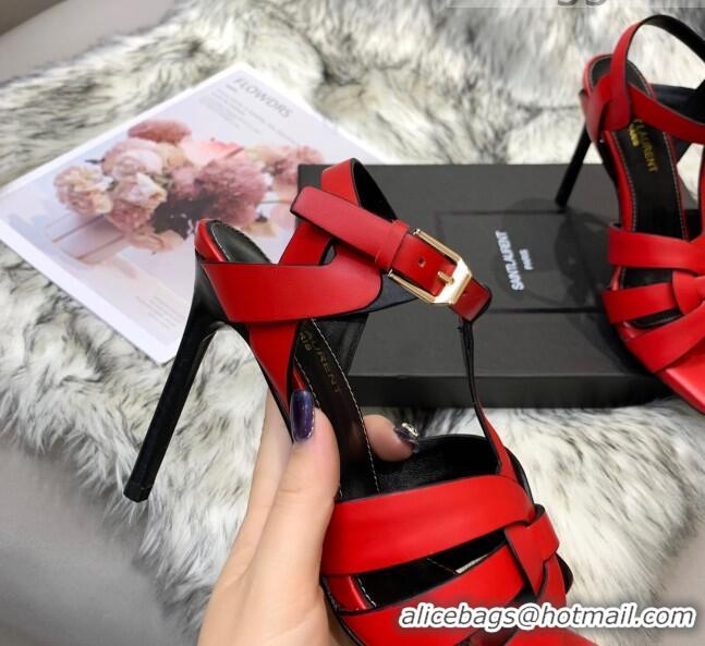 Best Quality Saint Laurent Calfskin High-Heel Sandals 10cm 042977 Red