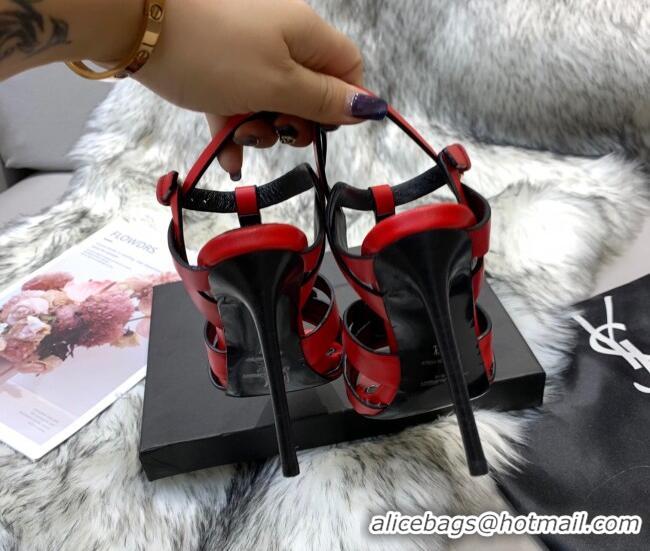 Best Quality Saint Laurent Calfskin High-Heel Sandals 10cm 042977 Red