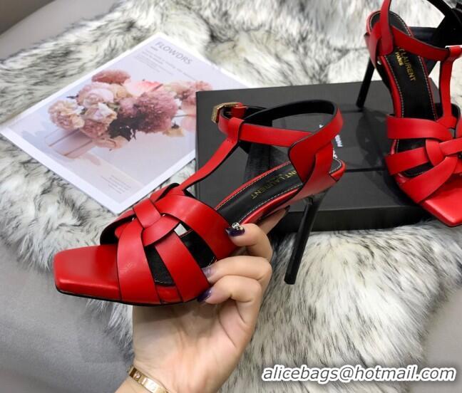 Best Quality Saint Laurent Calfskin High-Heel Sandals 10cm 042977 Red