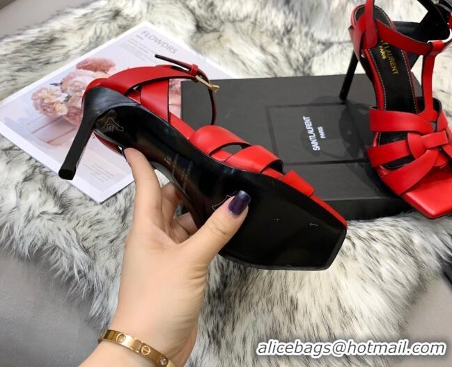 Best Quality Saint Laurent Calfskin High-Heel Sandals 10cm 042977 Red