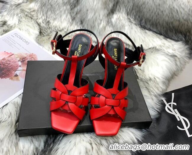 Best Quality Saint Laurent Calfskin High-Heel Sandals 10cm 042977 Red