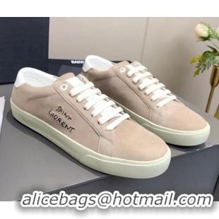 Best Luxury Saint Laurent Suede Sneakers 061225 Beige 2021