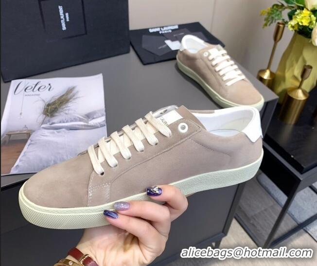 Best Luxury Saint Laurent Suede Sneakers 061225 Beige 2021