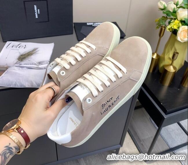 Best Luxury Saint Laurent Suede Sneakers 061225 Beige 2021