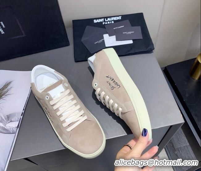 Best Luxury Saint Laurent Suede Sneakers 061225 Beige 2021