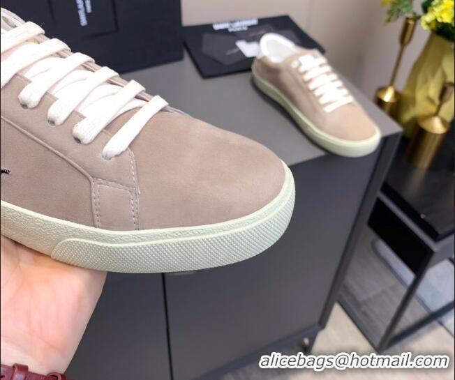 Best Luxury Saint Laurent Suede Sneakers 061225 Beige 2021