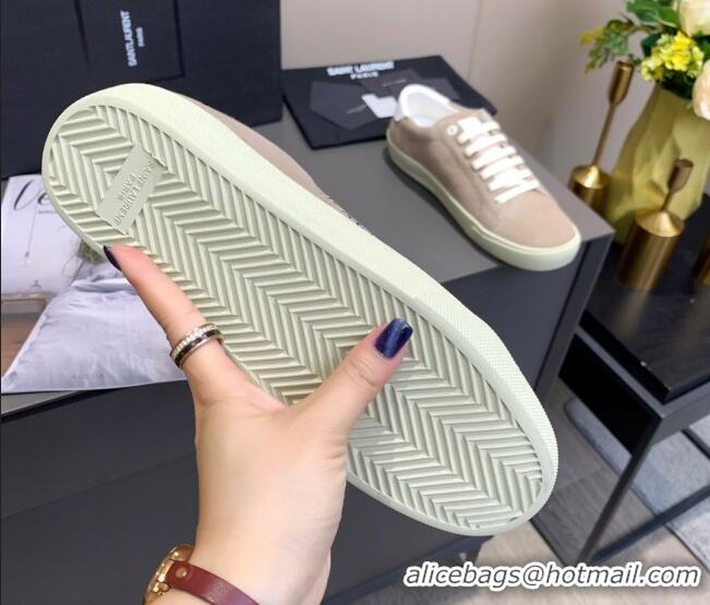 Best Luxury Saint Laurent Suede Sneakers 061225 Beige 2021