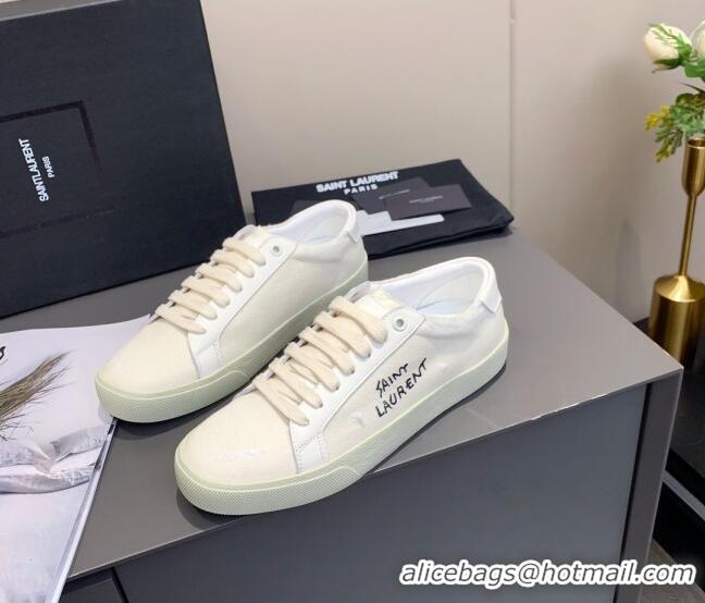 Good Quality Saint Laurent Canvas Sneakers 061225 White 2021