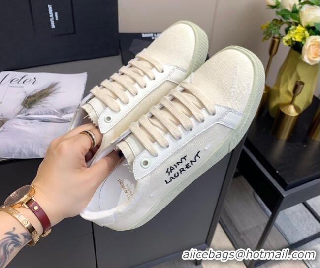 Good Quality Saint Laurent Canvas Sneakers 061225 White 2021