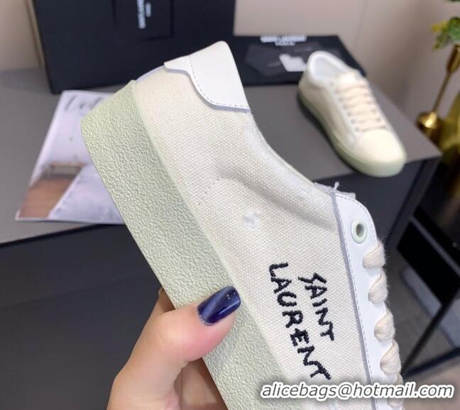 Good Quality Saint Laurent Canvas Sneakers 061225 White 2021