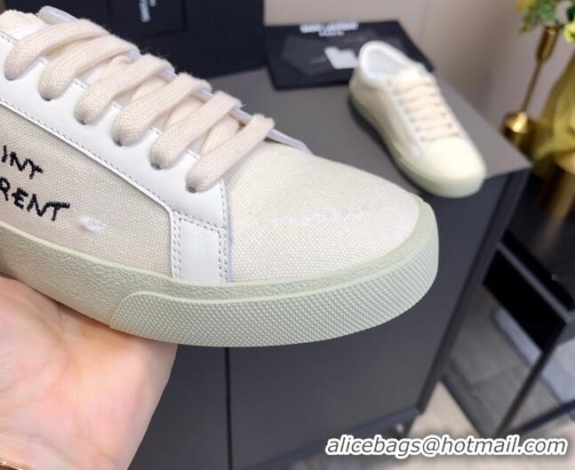 Good Quality Saint Laurent Canvas Sneakers 061225 White 2021