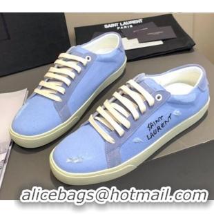 Top Quality Saint Laurent Canvas Sneakers 061229 Blue 2021