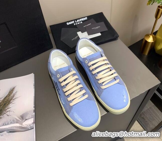 Top Quality Saint Laurent Canvas Sneakers 061229 Blue 2021