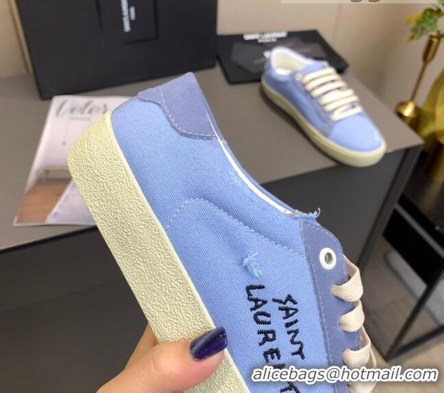 Top Quality Saint Laurent Canvas Sneakers 061229 Blue 2021