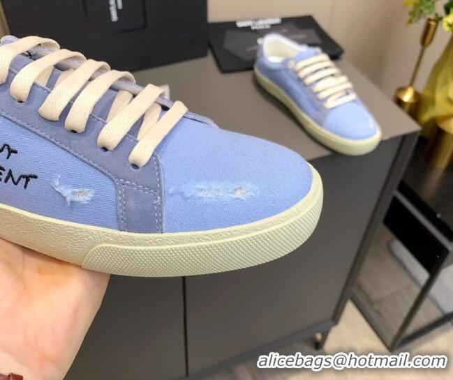 Top Quality Saint Laurent Canvas Sneakers 061229 Blue 2021