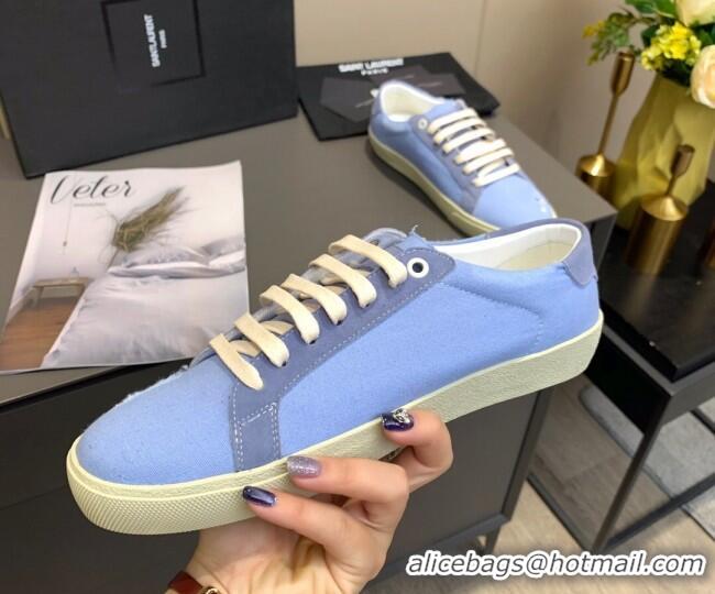 Top Quality Saint Laurent Canvas Sneakers 061229 Blue 2021