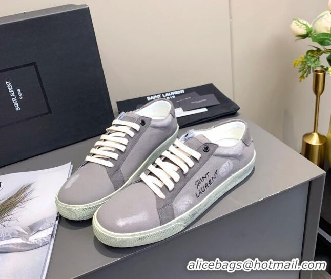 Good Product Saint Laurent Canvas Sneakers 061229 Grey 2021