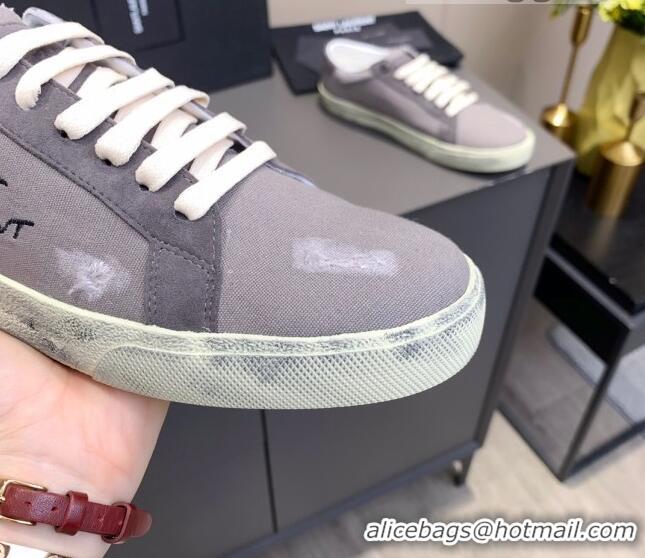 Good Product Saint Laurent Canvas Sneakers 061229 Grey 2021