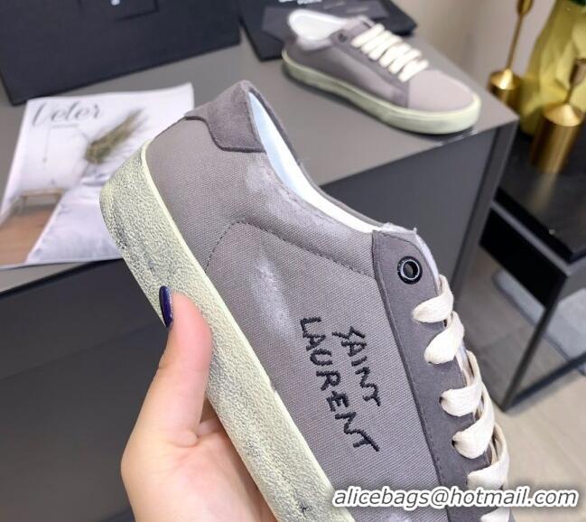 Good Product Saint Laurent Canvas Sneakers 061229 Grey 2021