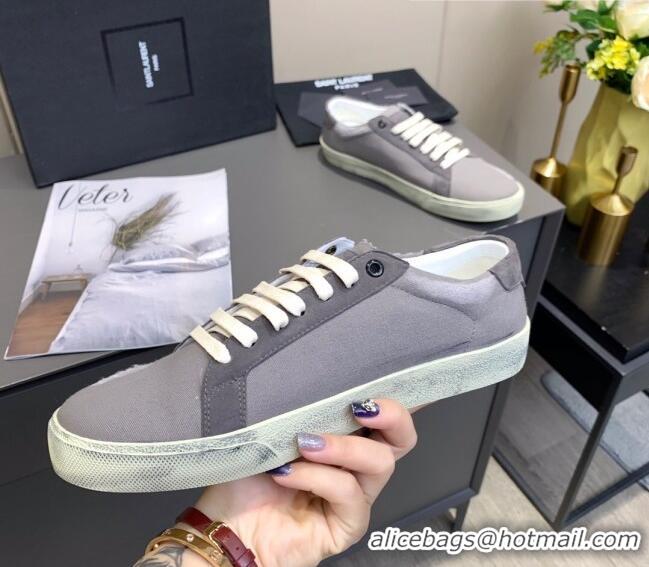 Good Product Saint Laurent Canvas Sneakers 061229 Grey 2021