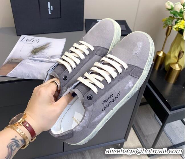 Good Product Saint Laurent Canvas Sneakers 061229 Grey 2021