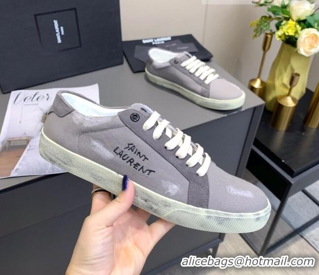 Good Product Saint Laurent Canvas Sneakers 061229 Grey 2021