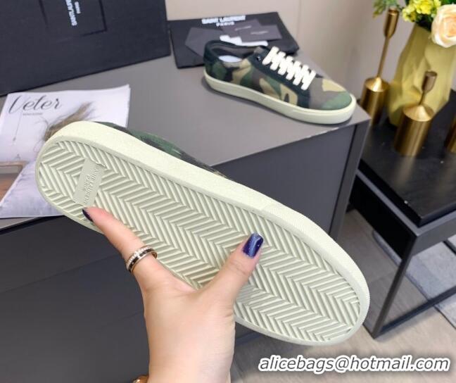 Perfect Saint Laurent Camouflage Sneakers 061229 Green 2021