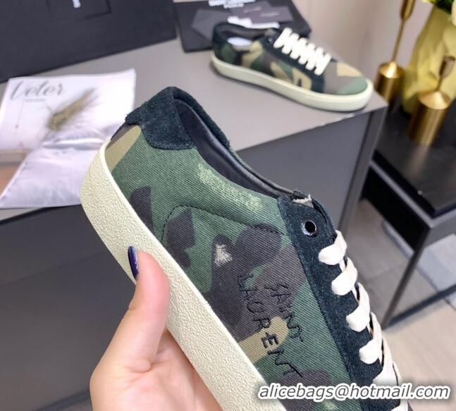 Perfect Saint Laurent Camouflage Sneakers 061229 Green 2021