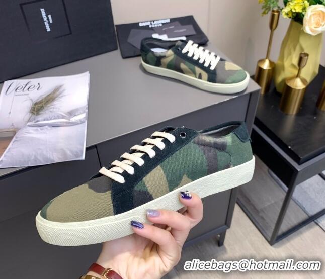 Perfect Saint Laurent Camouflage Sneakers 061229 Green 2021