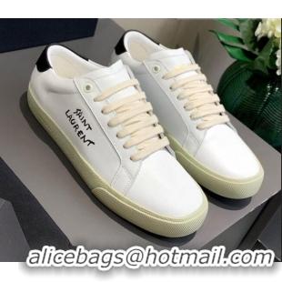 Most Popular Saint Laurent White Embroidered Calfskin Sneakers 061233 Black