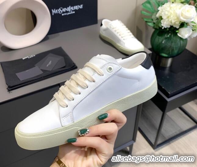 Most Popular Saint Laurent White Embroidered Calfskin Sneakers 061233 Black