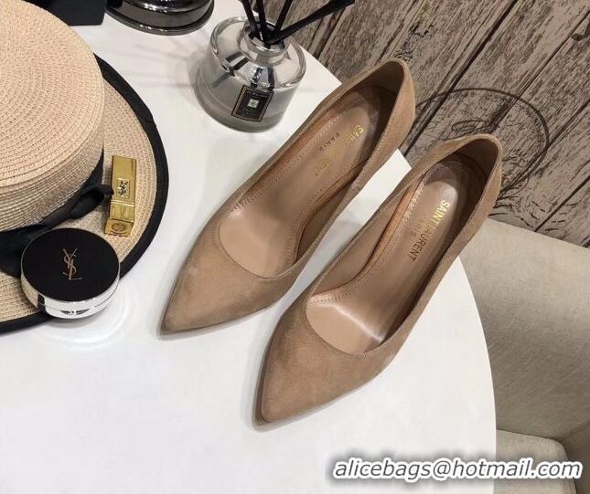 Low Price Saint Laurent Cassandra Suede Pumps 11cm 61236 Camel Brown 2021