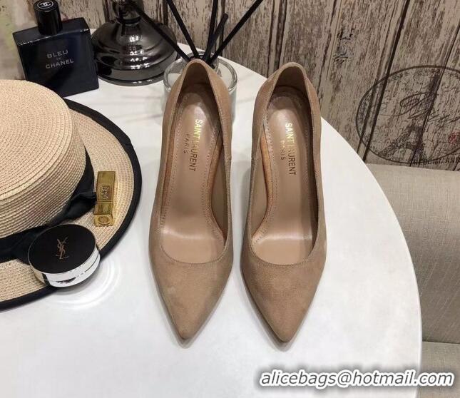 Low Price Saint Laurent Cassandra Suede Pumps 11cm 61236 Camel Brown 2021