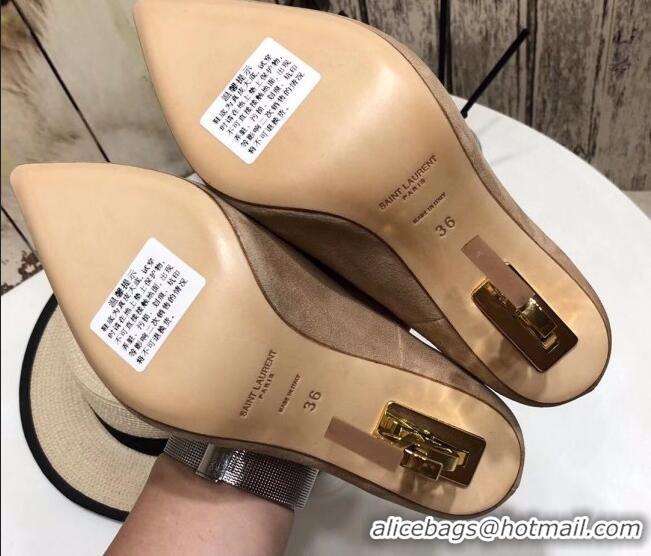 Low Price Saint Laurent Cassandra Suede Pumps 11cm 61236 Camel Brown 2021