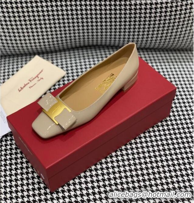 Charming Salvatore Ferragamo Patent Leather Bow Pumps 2.5cm 051201 Grey 2021