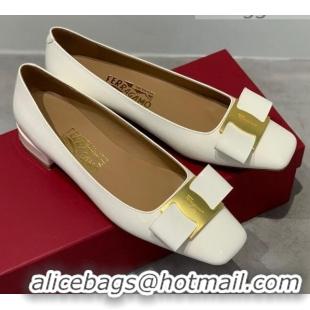 Top Quality Salvatore Ferragamo Patent Leather Bow Pumps 2.5cm 051201 White 2021