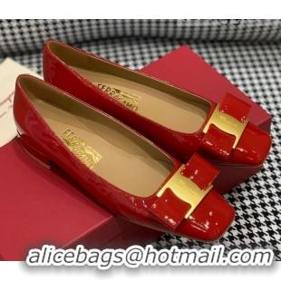 Low Price Salvatore Ferragamo Patent Leather Bow Pumps 2.5cm 051201 Red 2021