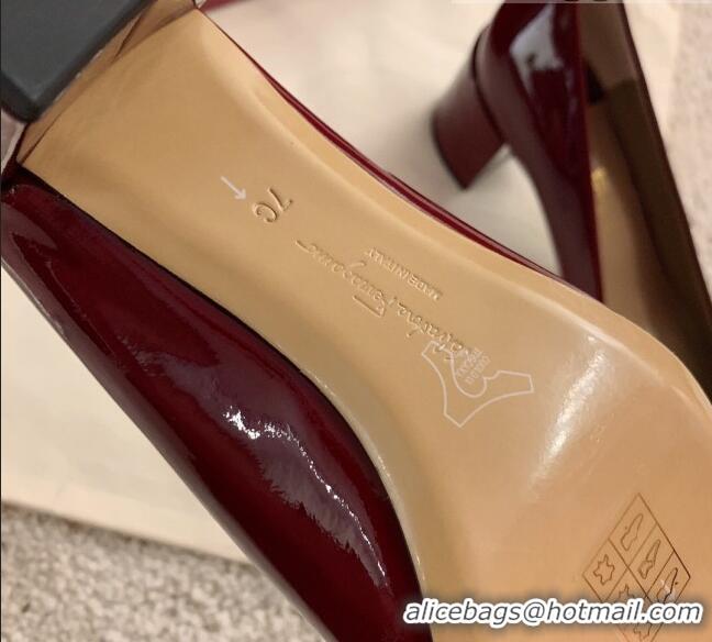 Perfect Salvatore Ferragamo Alice Vara Bow Patent Leather Pumps 5.5cm 051206 Burgundy 2021