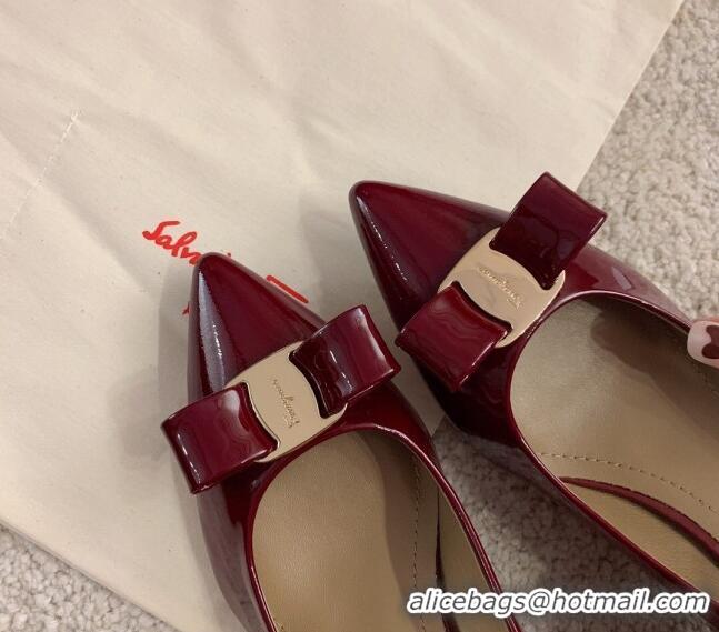 Perfect Salvatore Ferragamo Alice Vara Bow Patent Leather Pumps 5.5cm 051206 Burgundy 2021