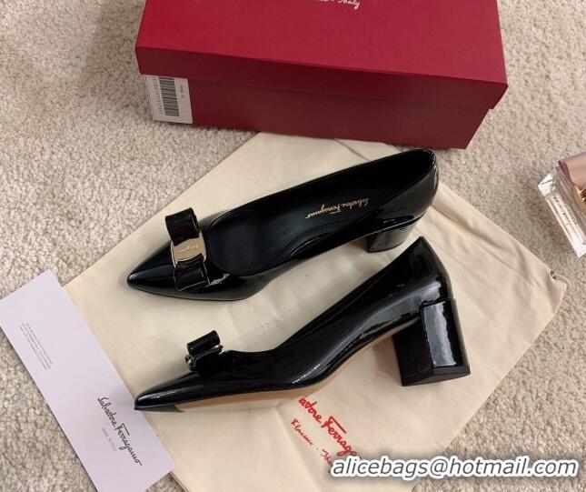 Low Cost Salvatore Ferragamo Alice Vara Bow Patent Leather Pumps 5.5cm 051206 Black 2021