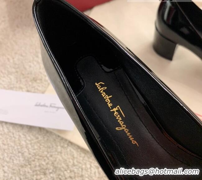 Low Cost Salvatore Ferragamo Alice Vara Bow Patent Leather Pumps 5.5cm 051206 Black 2021